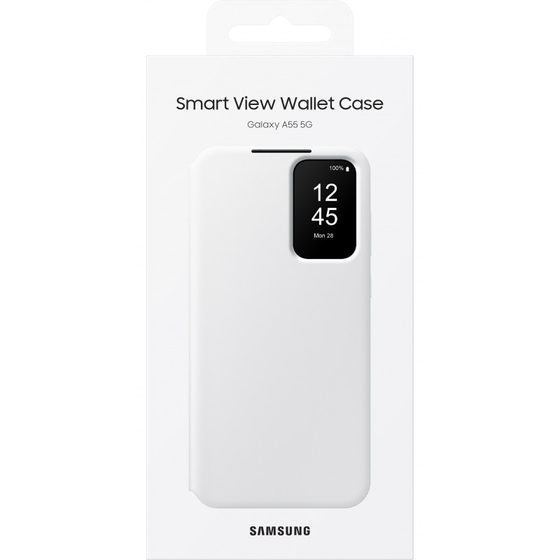 Husa de protectie Samsung Flip Smart View Wallet Case pentru Galaxy A55 5G, Alb