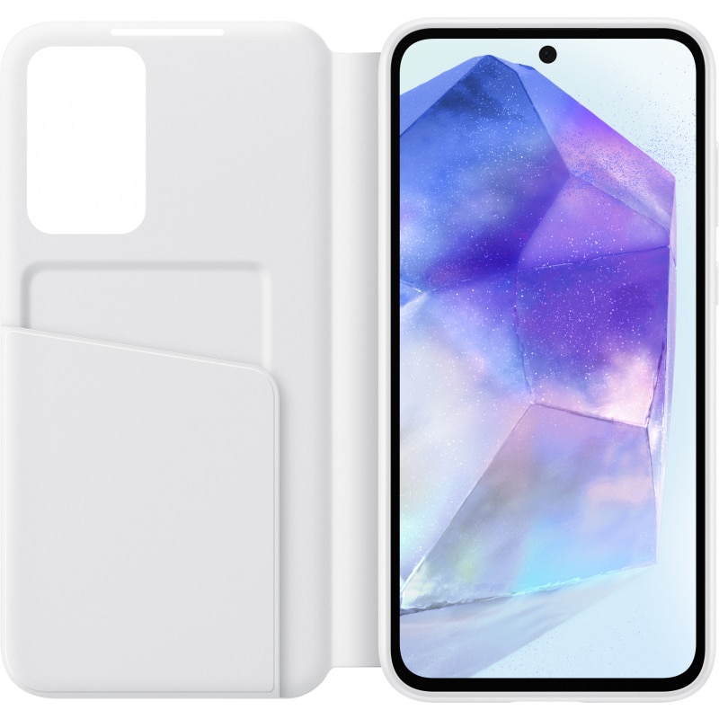 Husa de protectie Samsung Flip Smart View Wallet Case pentru Galaxy A55 5G, Alb