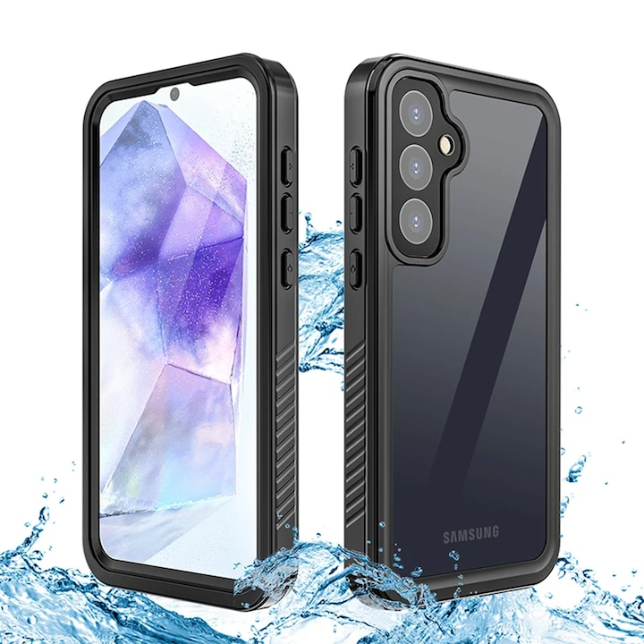 Husa impermeabila, Smarphosis, pentru Samsung Galaxy A55 5G, Negru
