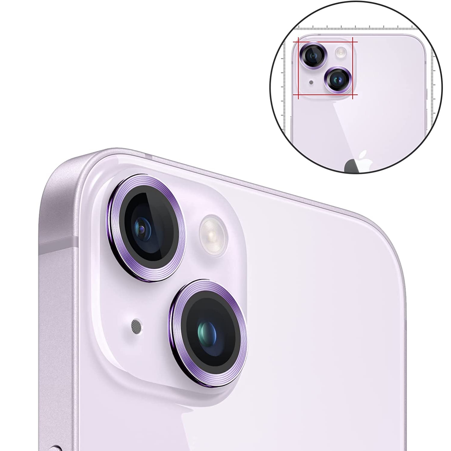 Folie Camera Daden din sticla pentru iPhone 14, Full Cover, Protectie Profesionala, Ultra Rezistenta, Calitate Premium, Mov