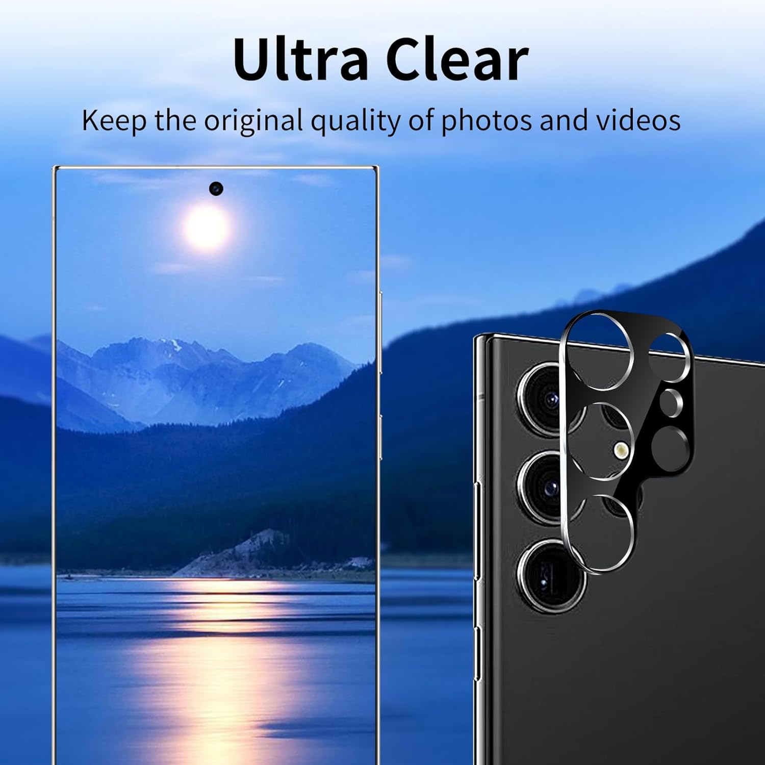 Folie protectie camera din sticla securizata, MDUG, compatibila cu Samsung Galaxy S24 Ultra, 9H, Negru