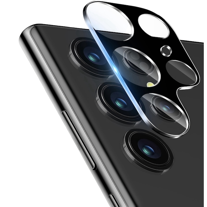 Folie protectie camera din sticla securizata, MDUG, compatibila cu Samsung Galaxy S24 Ultra, 9H, Negru