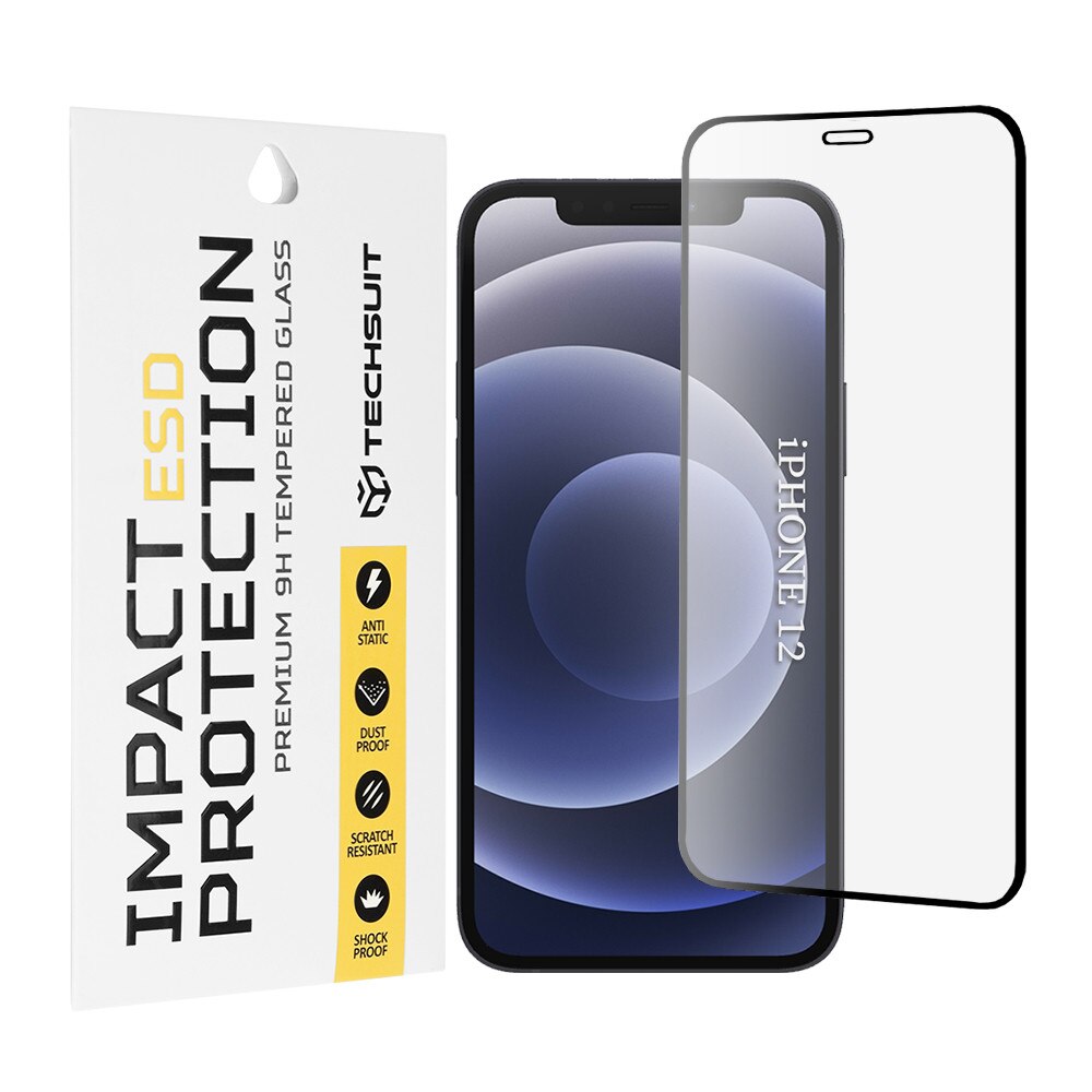 Folie pentru iPhone 12 / iPhone 12 Pro - Techsuit ESD Glass - Black