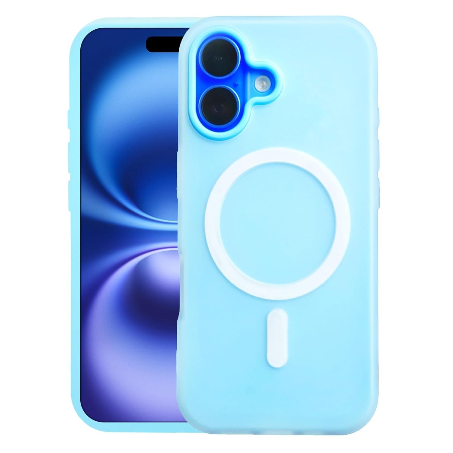 Husa Telefon Jelly Magnetic 2in1, Flippy, Compatibila cu Apple iPhone 17, din PC+TPU, Magsafe, Finisaj Mat, Albastru Deschis