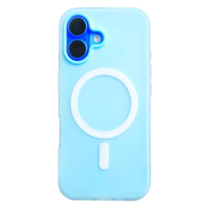 Husa Telefon Jelly Magnetic 2in1, Flippy, Compatibila cu Apple iPhone 17, din PC+TPU, Magsafe, Finisaj Mat, Albastru Deschis