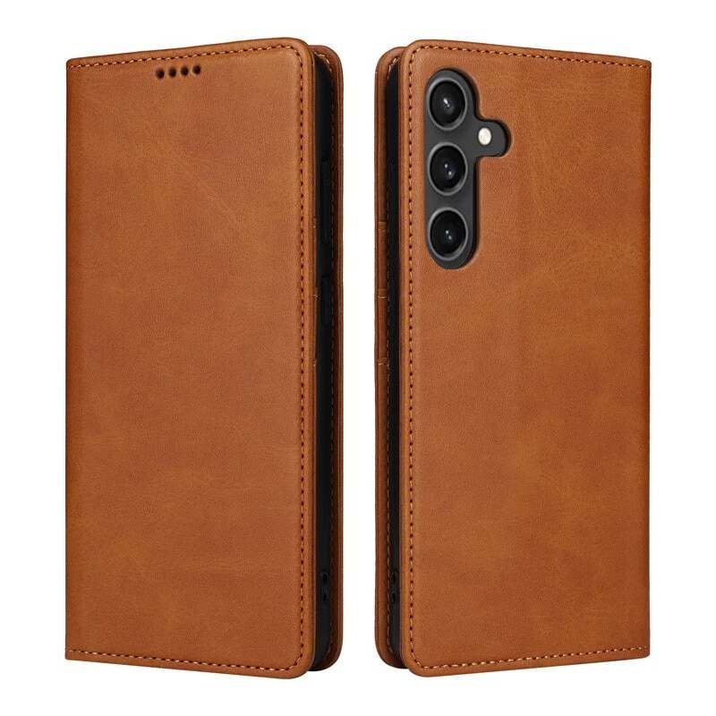 Husa pentru Samsung Galaxy A17 5G Daden® Flip Leather Deluxe, Antisoc, Inchidere magnetica, Buzunar card, Calitate Premium, Maro