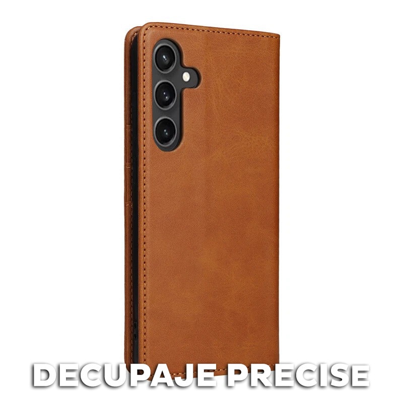 Husa pentru Samsung Galaxy A17 5G Daden® Flip Leather Deluxe, Antisoc, Inchidere magnetica, Buzunar card, Calitate Premium, Maro