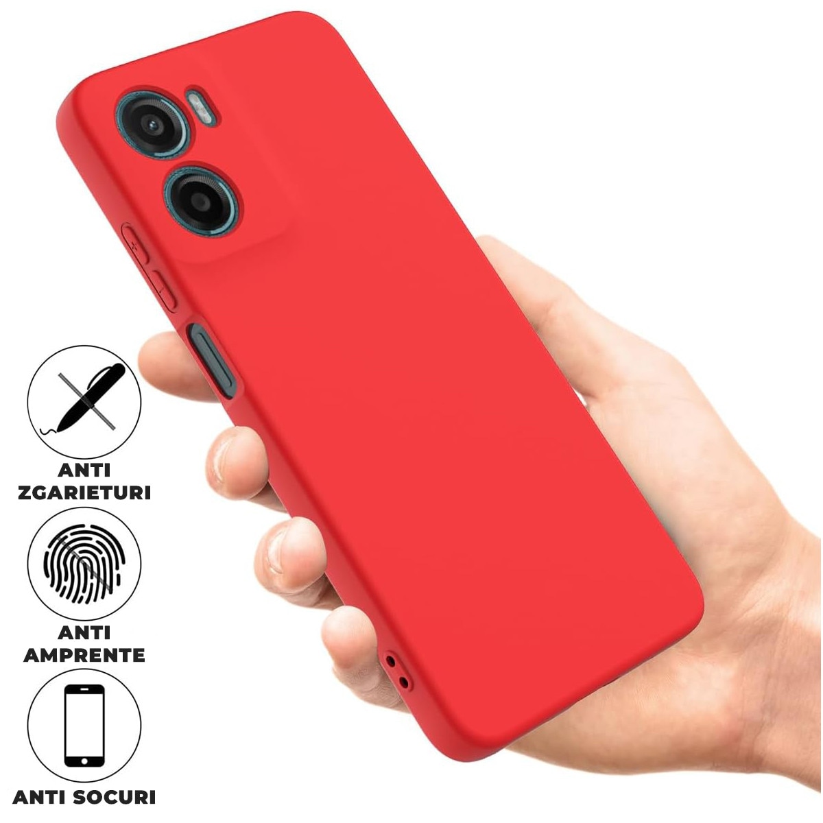 Husa pentru Motorola Moto G06 Daden® Silicon SoftFlex, Ultra Slim, Protectie sporita, Interior de microfibra, Visiniu