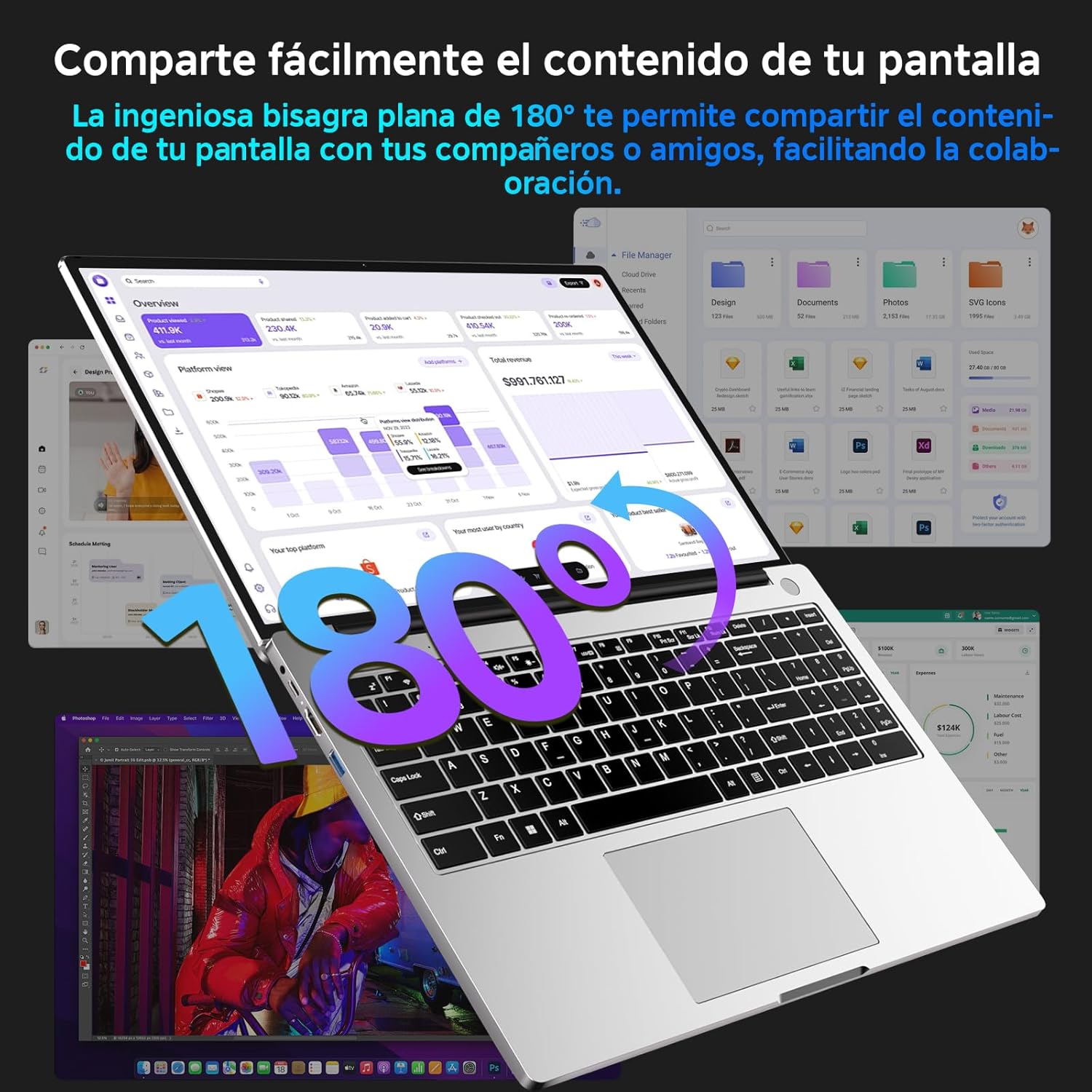 Gaming Notebook 16 GB RAM 512 GB 1 TB SSD expansiune Core i3 (pana la 3.2 GHz) Laptop Notebook 16 inch 1920 x 1200 IPS UHD 5G WiFi cu mouse si tastatura autocolante Italian-argintiu