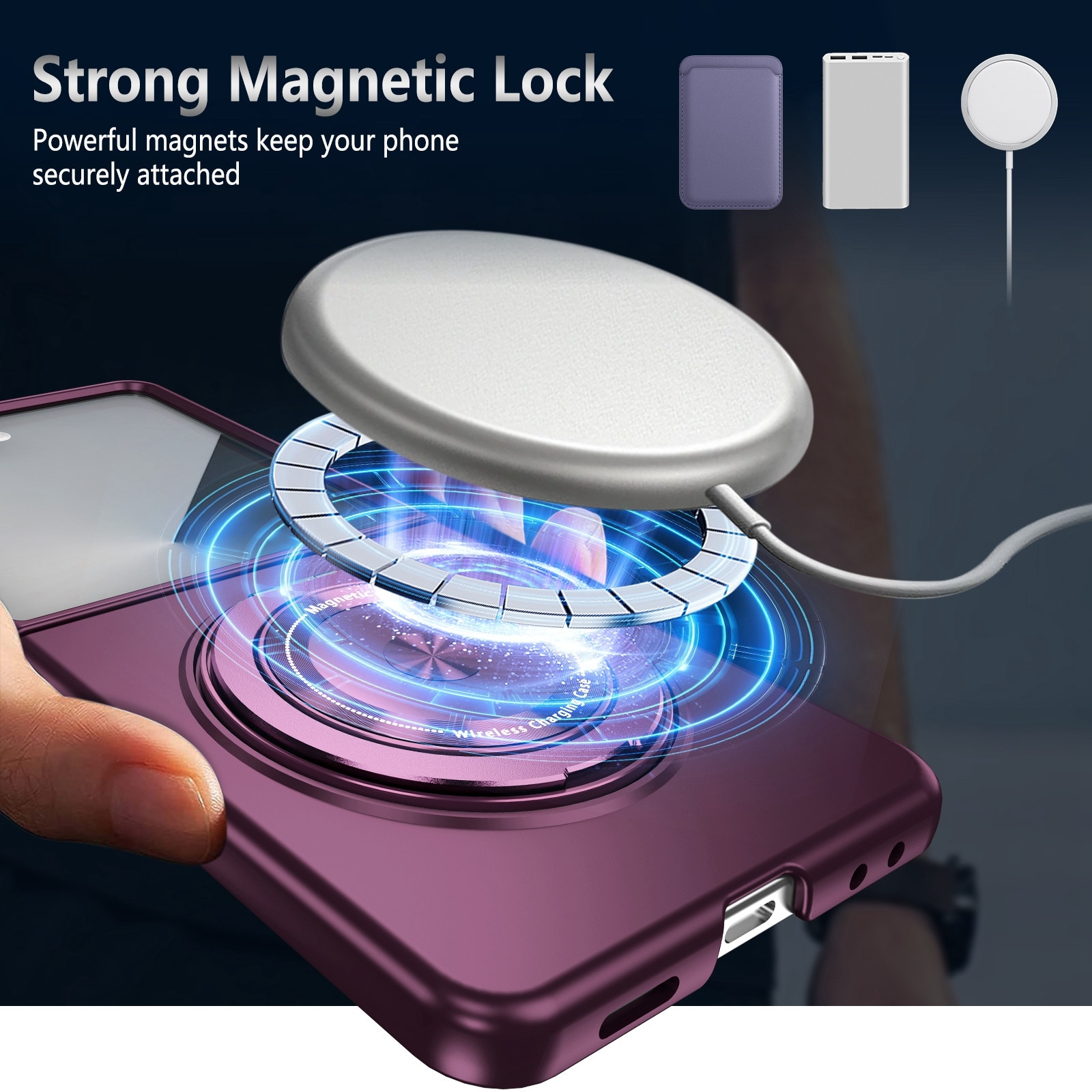 Husa MagSafe cu Inel Rotativ pentru Samsung Z Flip7, Incarcare Wireless, Mov