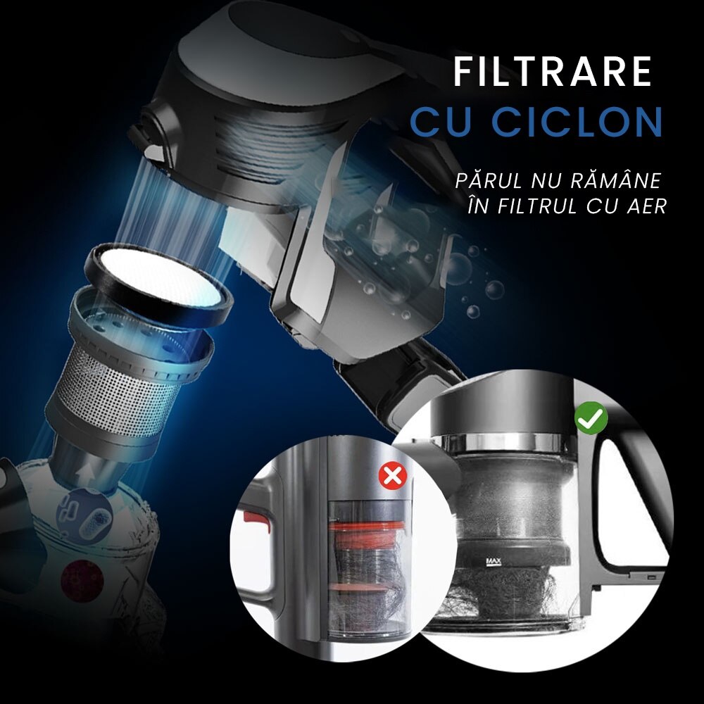 Aspirator portabil vertical fara fir Air Essence Bise PRO