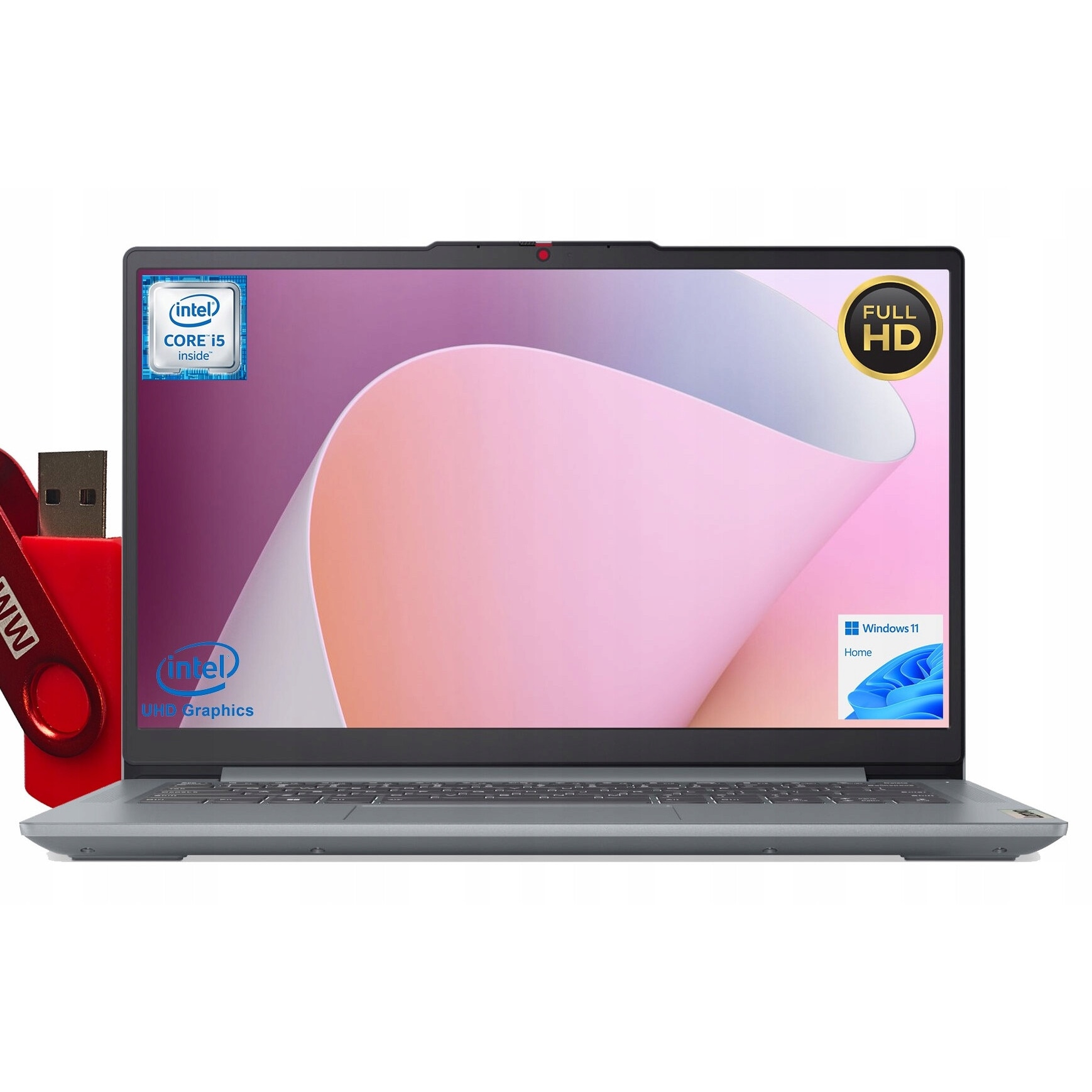 Laptop Lenovo IdeaPad Slim 3, i5-12450H, 16GB RAM, 512GB SSD, 14" FHD IPS, Gri, cu Pendrive 4GB inclus