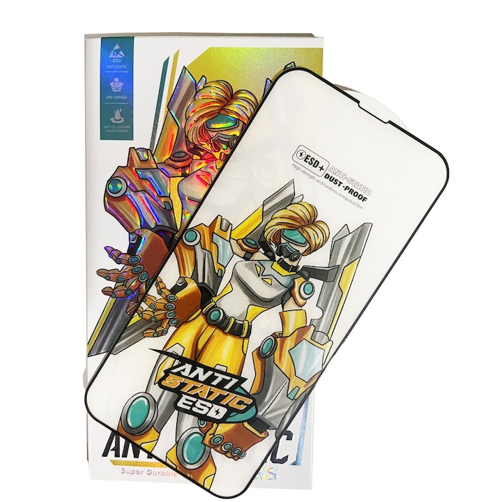 Folie de protectie telefon, 9H, Sticla, Compatibil cu Iphone 13 Pro, Margini siliconate