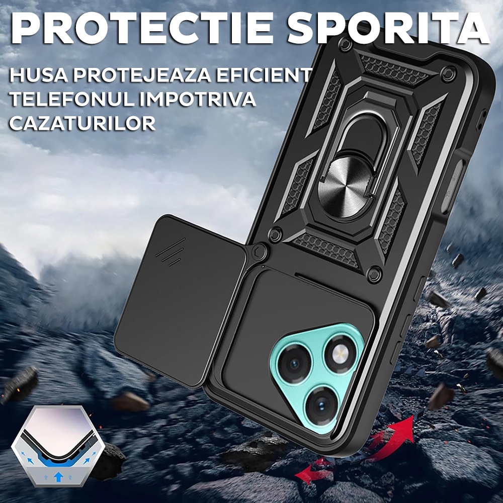 Husa pentru Honor 400 DaDen® Hybrid Armor Kickstand, Slider Camera, Antisoc, Protectie Superioara, Auriu