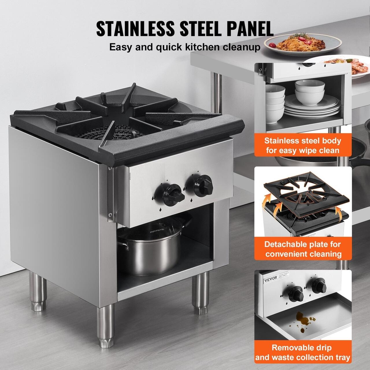 Aragaz profesional, 1 x Arzator, Inox si Fonta, 26 kW, dimensiune 460 x 620 x 615 mm