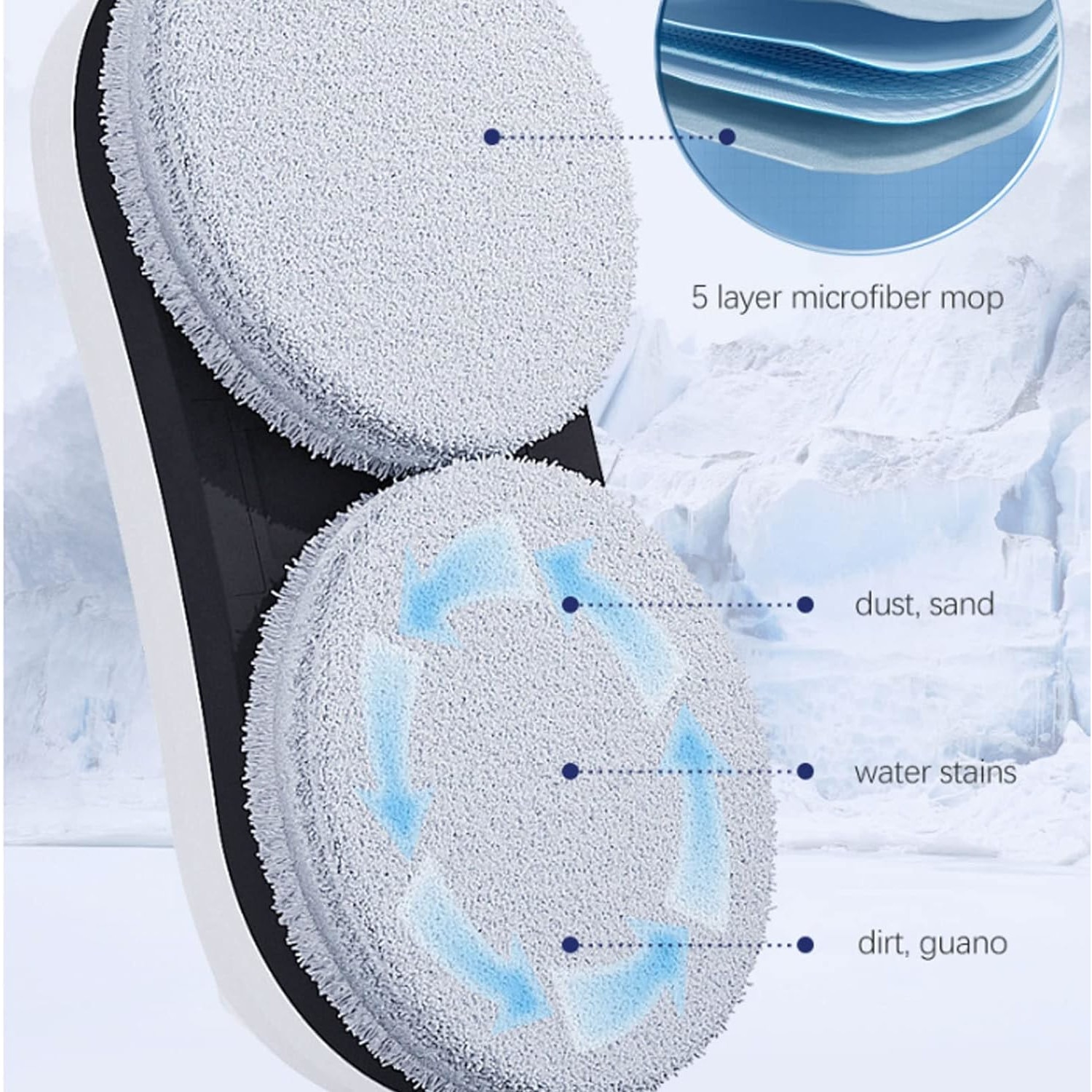 Robot de curatare geamuri, WALALLA, Spray de apa in doua cai, UPS incorporat, Doua rezervoare de apa de 30 ml, Cu telecomanda, 10 carpe de rezerva, Aspiratie 5600 Pa, Alb