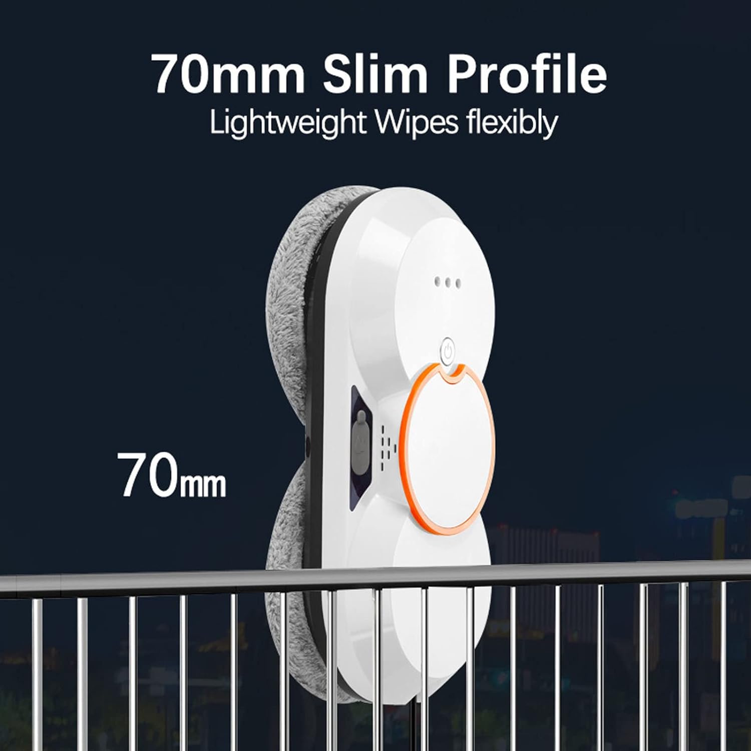 Robot de curatare geamuri, WALALLA, Spray de apa in doua cai, UPS incorporat, Doua rezervoare de apa de 30 ml, Cu telecomanda, 10 carpe de rezerva, Aspiratie 5600 Pa, Alb