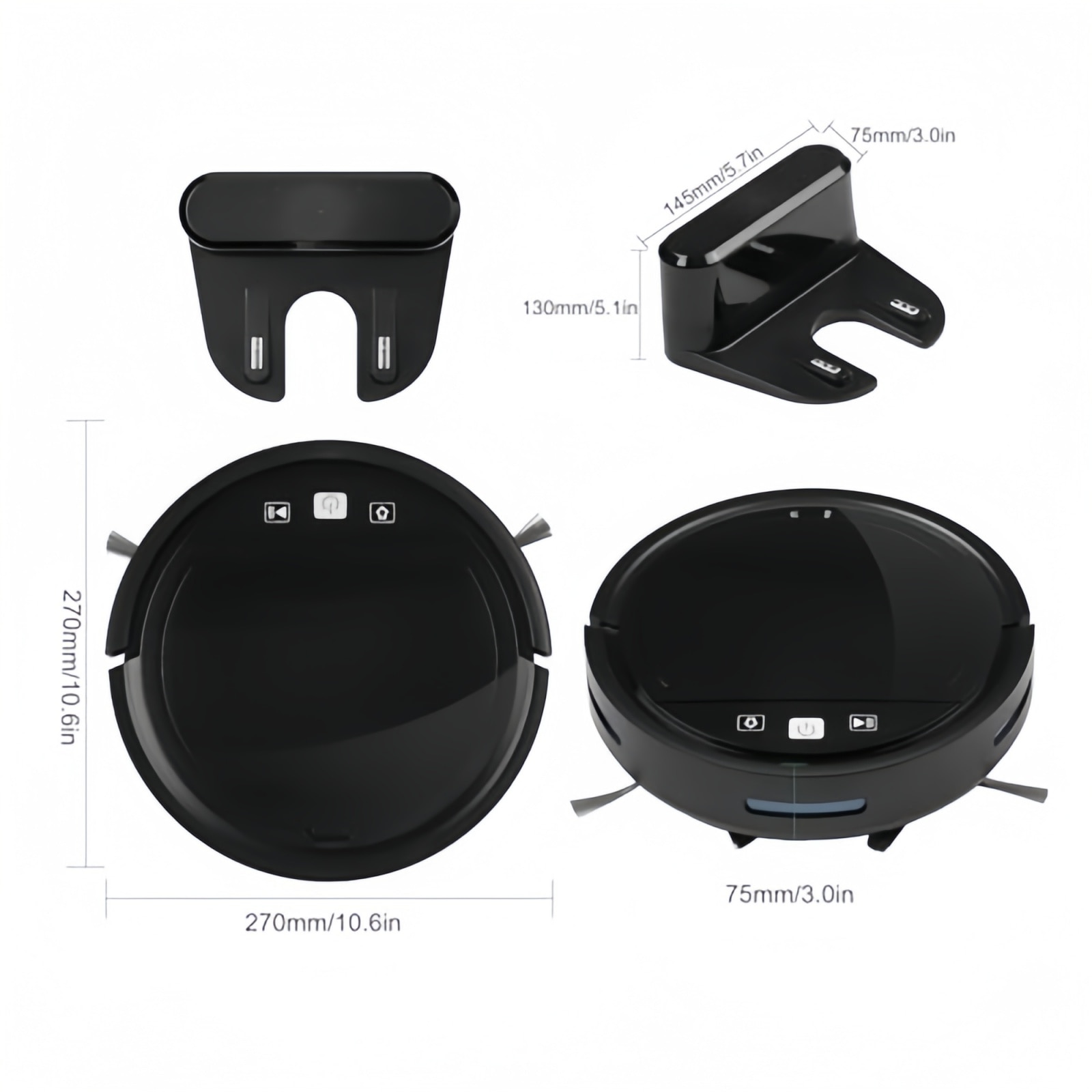 Aspirator Robot Inteligent 3in1, 2500 Pa, Reincarcare Automata, WiFi Silentios, Harti Etaje, Compatibil Google/Alexa, Negru