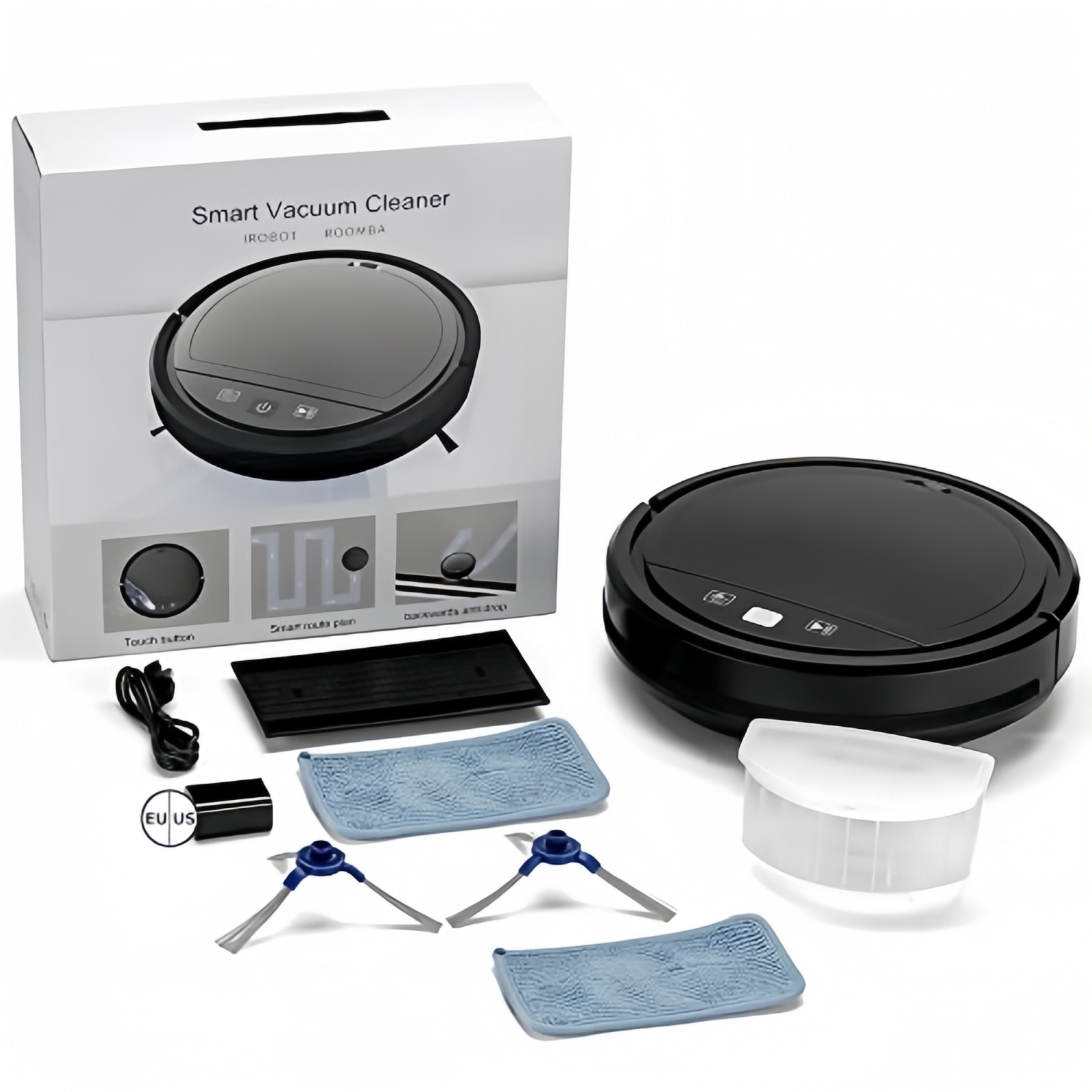 Aspirator Robot Inteligent 3in1, 2500 Pa, Reincarcare Automata, WiFi Silentios, Harti Etaje, Compatibil Google/Alexa, Negru