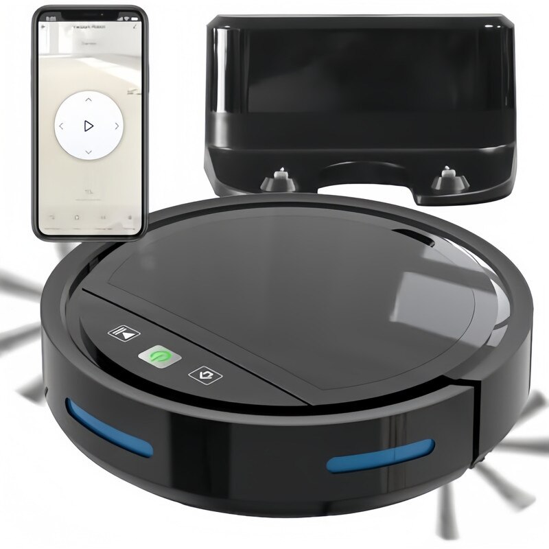 Aspirator Robot Inteligent 3in1, 2500 Pa, Reincarcare Automata, WiFi Silentios, Harti Etaje, Compatibil Google/Alexa, Negru