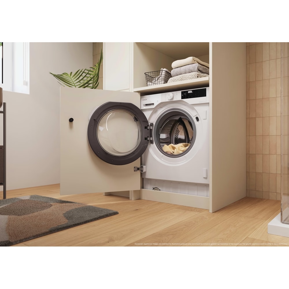Masina de spalat rufeincorporabila Candy BC448M4D8J-S, 8 kg, clasa A, 1400 rpm, Motor Inverter, WiFi/hOn app, Mix Power Systems