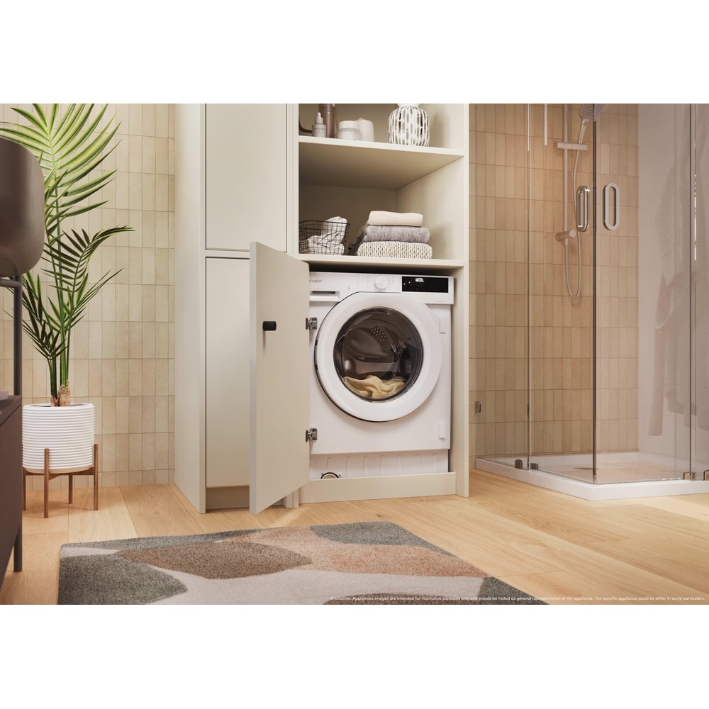Masina de spalat rufeincorporabila Candy BC448M4D8J-S, 8 kg, clasa A, 1400 rpm, Motor Inverter, WiFi/hOn app, Mix Power Systems