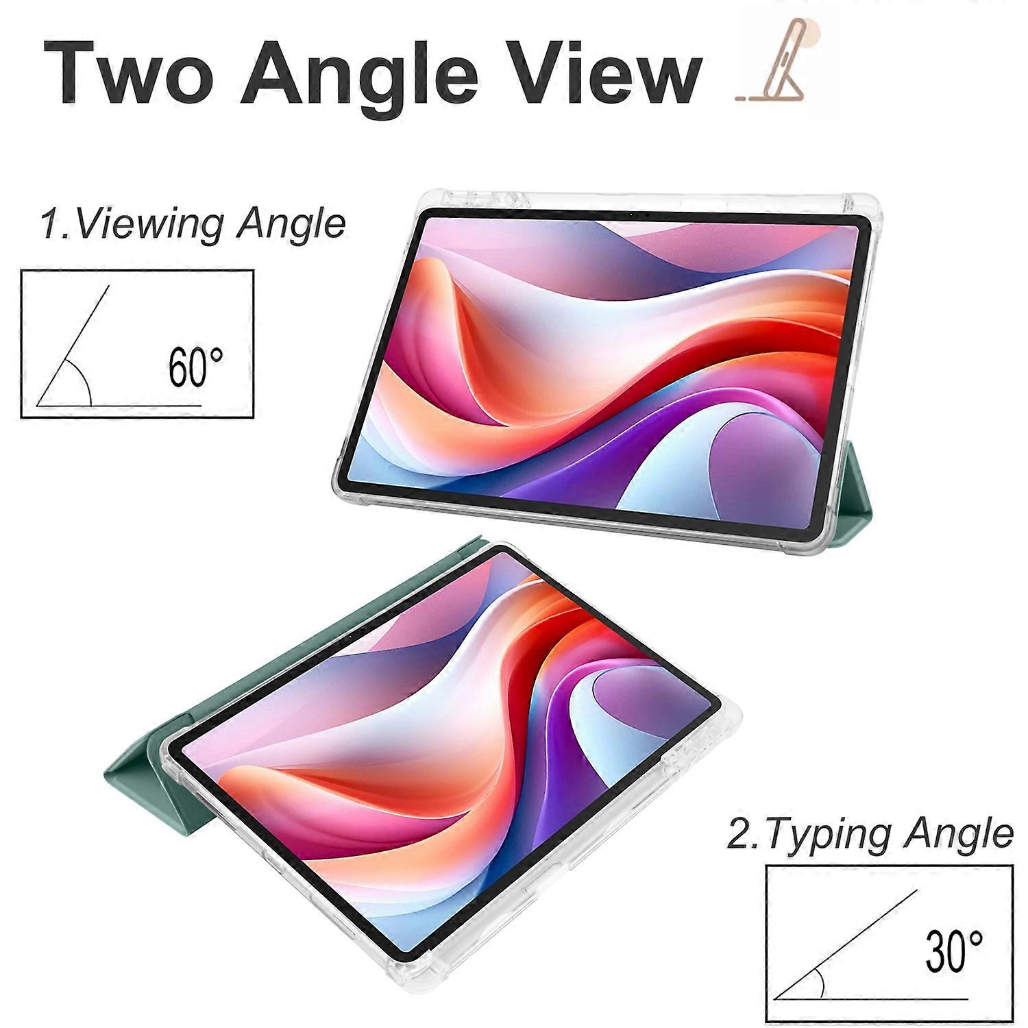 Husa tableta Tri-fold cu suport pentru stilou, protectie completa, verde inchis, pentru Lenovo Tab M11 (Xiaoxin Pad 11 2024)