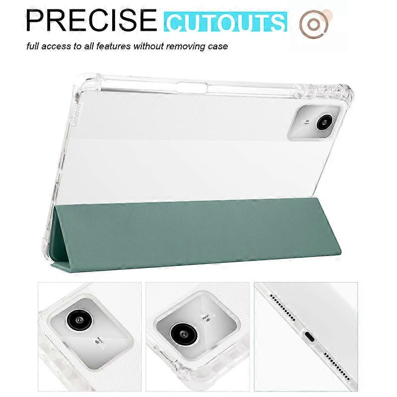 Husa tableta Tri-fold cu suport pentru stilou, protectie completa, verde inchis, pentru Lenovo Tab M11 (Xiaoxin Pad 11 2024)