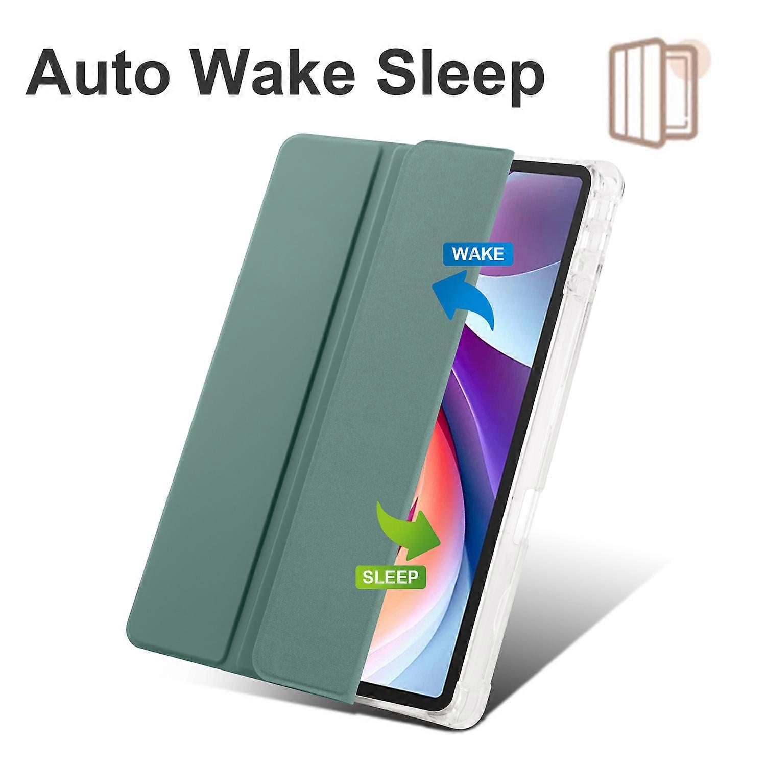 Husa tableta Tri-fold cu suport pentru stilou, protectie completa, verde inchis, pentru Lenovo Tab M11 (Xiaoxin Pad 11 2024)