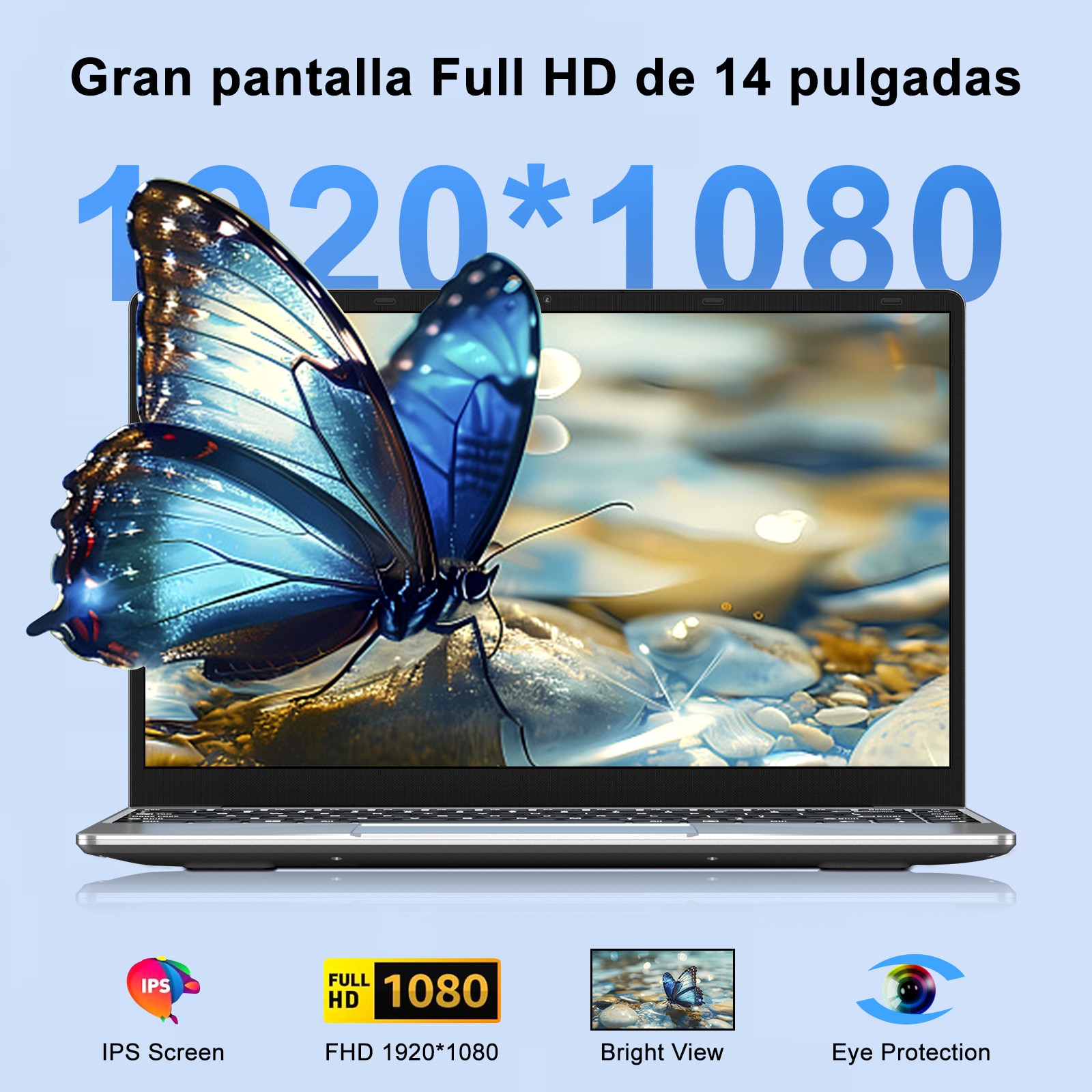 NOTODD N200 Laptop Win 11 cu 5G WiFi, 14 inchi Laptop 6GB RAM 256GB SSD 1TB SSD Expansiune, Bluetooth 4.2 3.0 Port Transmisie 1920 * 1080 FHD bun si Mini Port Multimedia-Argintiu