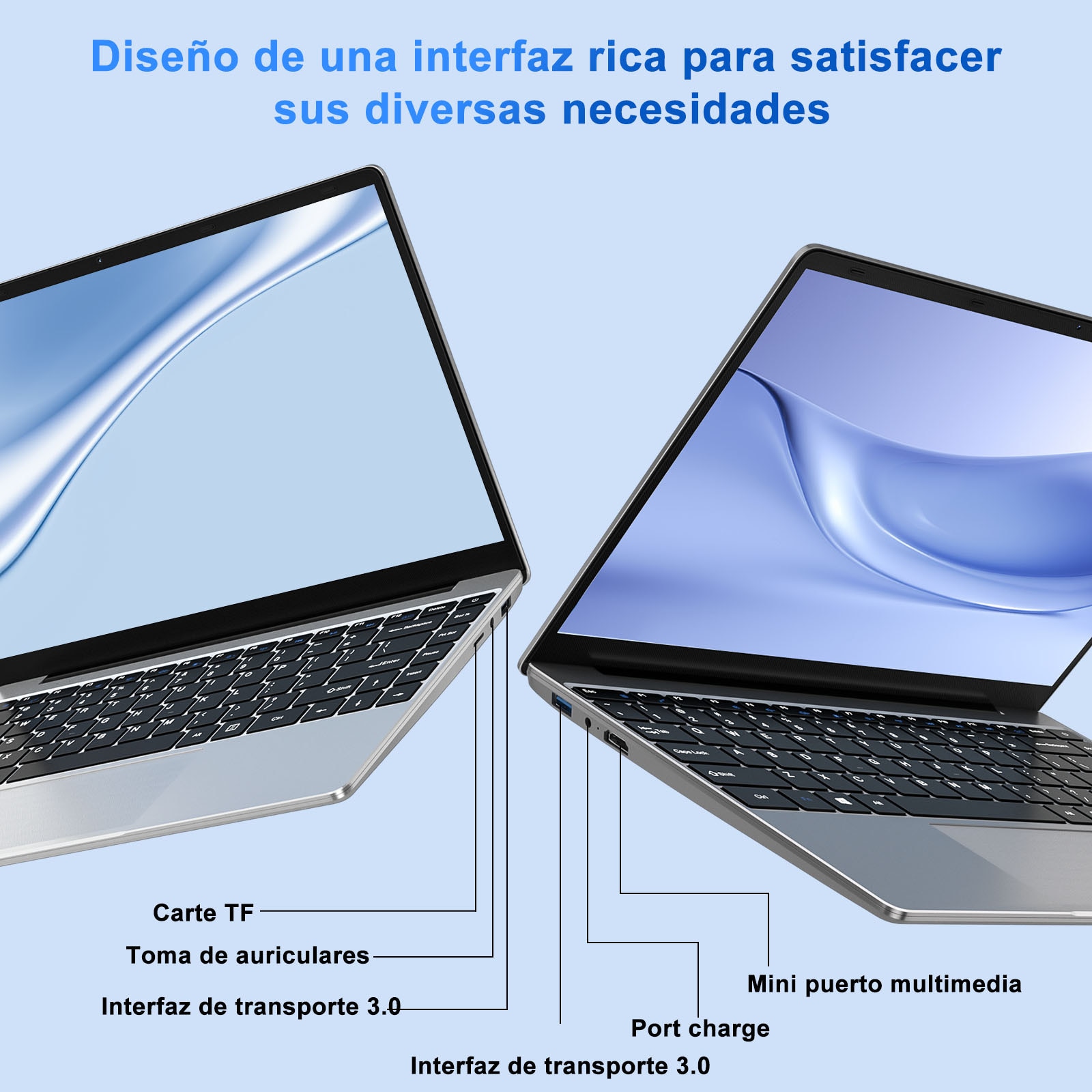 NOTODD N200 Laptop Win 11 cu 5G WiFi, 14 inchi Laptop 6GB RAM 256GB SSD 1TB SSD Expansiune, Bluetooth 4.2 3.0 Port Transmisie 1920 * 1080 FHD bun si Mini Port Multimedia-Argintiu