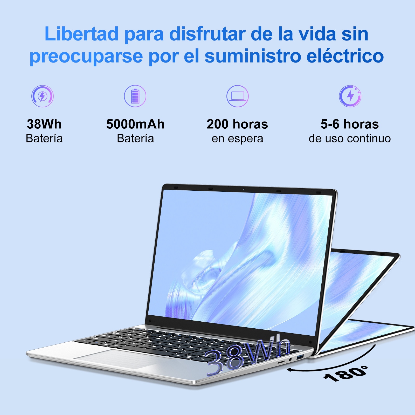 NOTODD N200 Laptop Win 11 cu 5G WiFi, 14 inchi Laptop 6GB RAM 256GB SSD 1TB SSD Expansiune, Bluetooth 4.2 3.0 Port Transmisie 1920 * 1080 FHD bun si Mini Port Multimedia-Argintiu