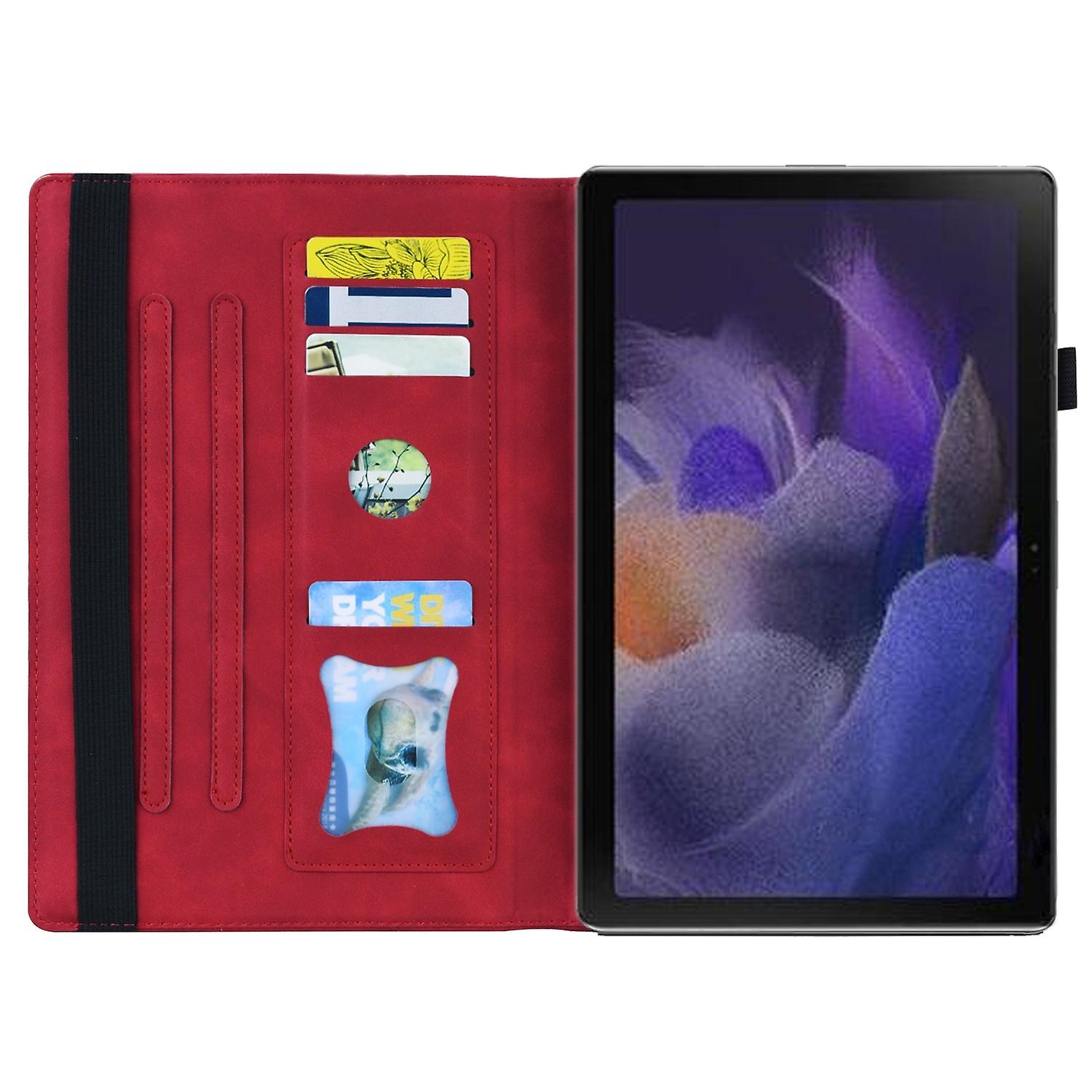 Husa tableta pentru Lenovo Tab K11 Plus/M11 Plus, rosie, cu suport, slot pentru carduri si pix