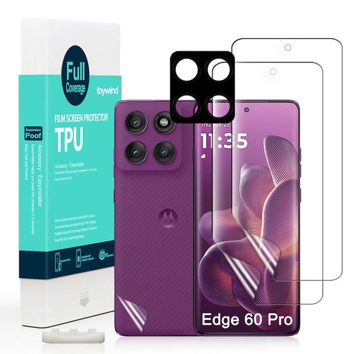 Folie Sticla Ibywind pentru Motorola Edge 60 Pro 5G, Pachet 2, TPU, protectie pentru obiectiv, Montaj Usor, Ultra HD, Anti Zgarieturi, Anti Socuri