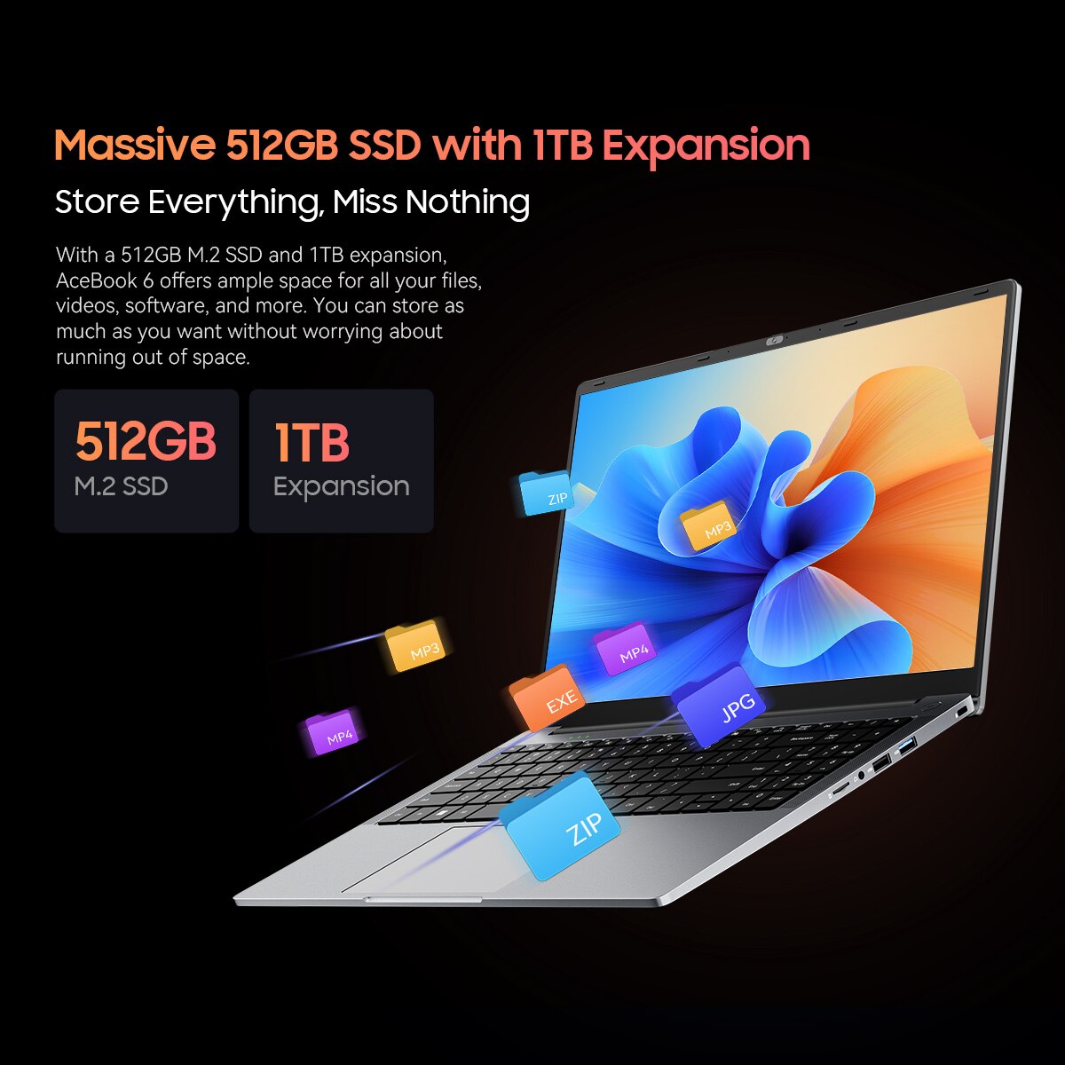 Blackview Laptop Blackview ACEBOOK 6, Laptop-uri pentru studenti de afaceri, Quad-Core N150(3.6GHz, Beat N5095 / N100), 15.6" FHD+ IPS, 16 GB, 512 GB, 100W Type-C incarcare rapida, 4K HDMI, Gris