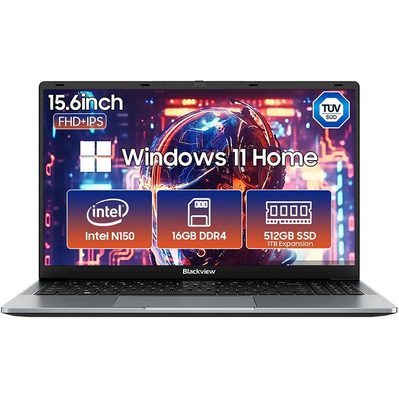 Blackview Laptop Blackview ACEBOOK 6, Laptop-uri pentru studenti de afaceri, Quad-Core N150(3.6GHz, Beat N5095 / N100), 15.6" FHD+ IPS, 16 GB, 512 GB, 100W Type-C incarcare rapida, 4K HDMI, Gris