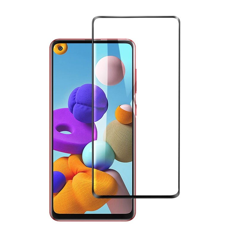 Folie protectie din sticla compatibila cu Samsung A21, full cover, full glue, lipici pe tot ecranul, 9H, case friendly