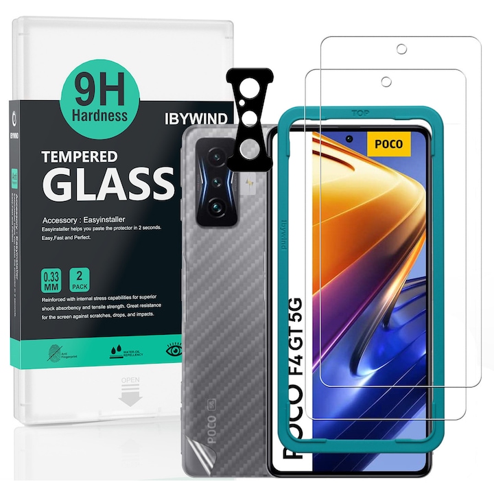 Folie Sticla Ibywind pentru Xiaomi Poco F4 GT 5G, Pachet 2, Transparent, Duritate Militara, Anti Zgarieturi