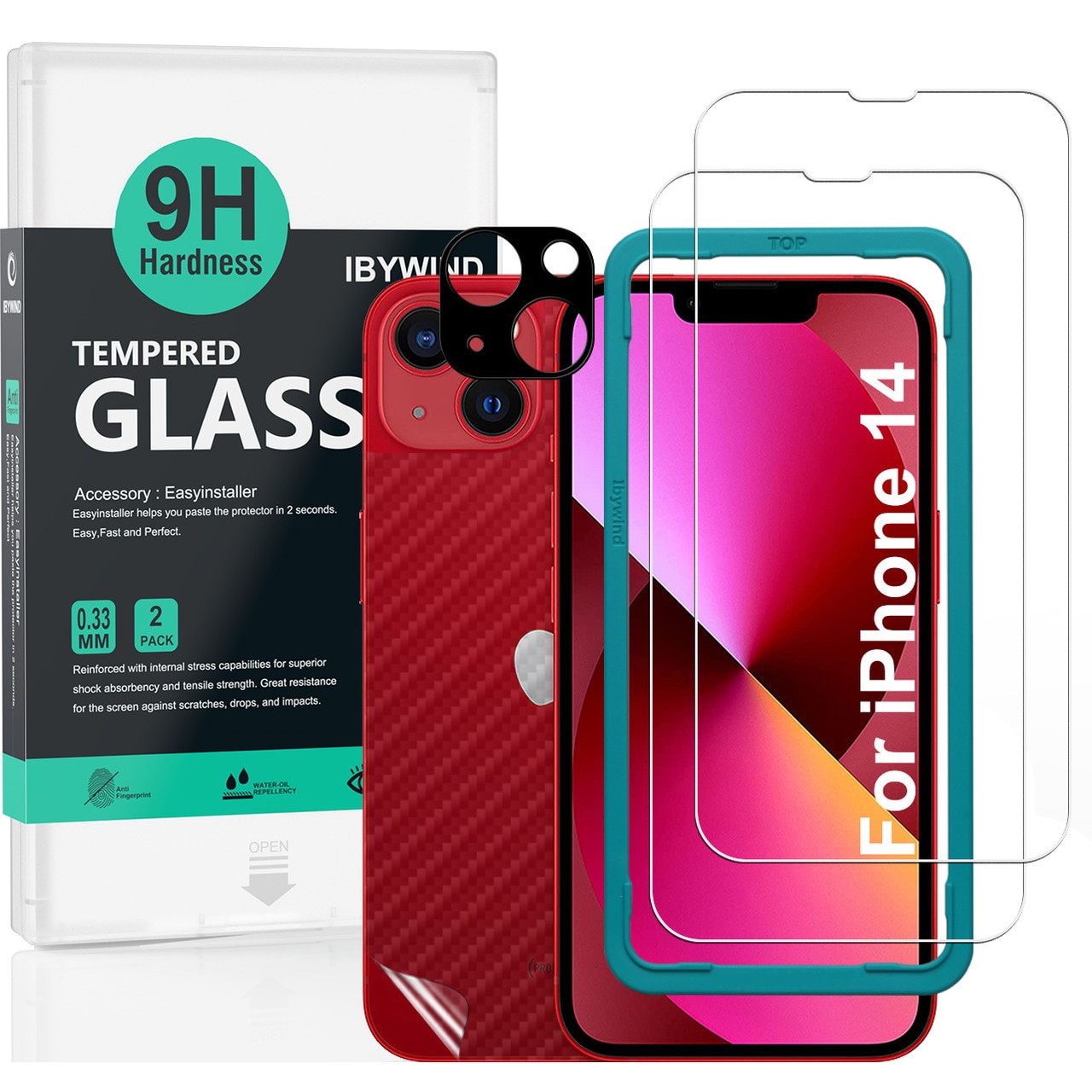 Folie Sticla Ibywind pentru iPhone 14 5G, Pachet 2, Sticla Securizata, protectie pentru obiectiv, Montaj Usor, Duritate Militara, Ultra HD, Anti Zgarieturi, Anti Socuri