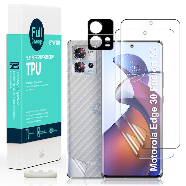 Folie Sticla Ibywind pentru Motorola Edge 30 Fusion 5G, Pachet 2, TPU, protectie pentru obiectiv, Montaj Usor, Ultra HD, Anti Zgarieturi, Anti Socuri
