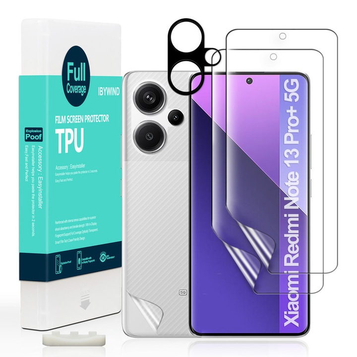 Folie Sticla Ibywind pentru Xiaomi Redmi Note 13 Pro+ 5G, Pachet 2, TPU, protectie pentru obiectiv, Montaj Usor, Ultra HD, Anti Zgarieturi, Anti Socuri