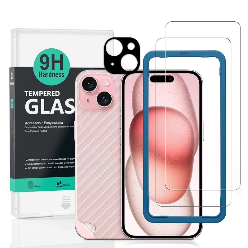Folie Sticla Ibywind pentru iPhone 15 5G, Pachet 2, Sticla Securizata, protectie pentru obiectiv, Montaj Usor, Duritate Militara, Ultra HD, Anti Zgarieturi, Anti Socuri