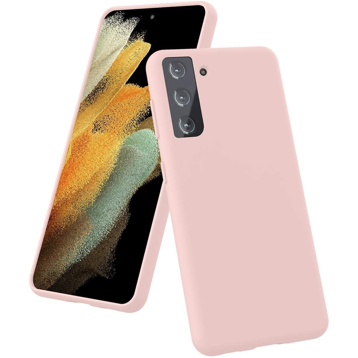 Husa protectie compatibila cu Samsung Galaxy S22, silicon Dusty Roz, slim, cu interior de catifea, protectie camera, PlanetPhone