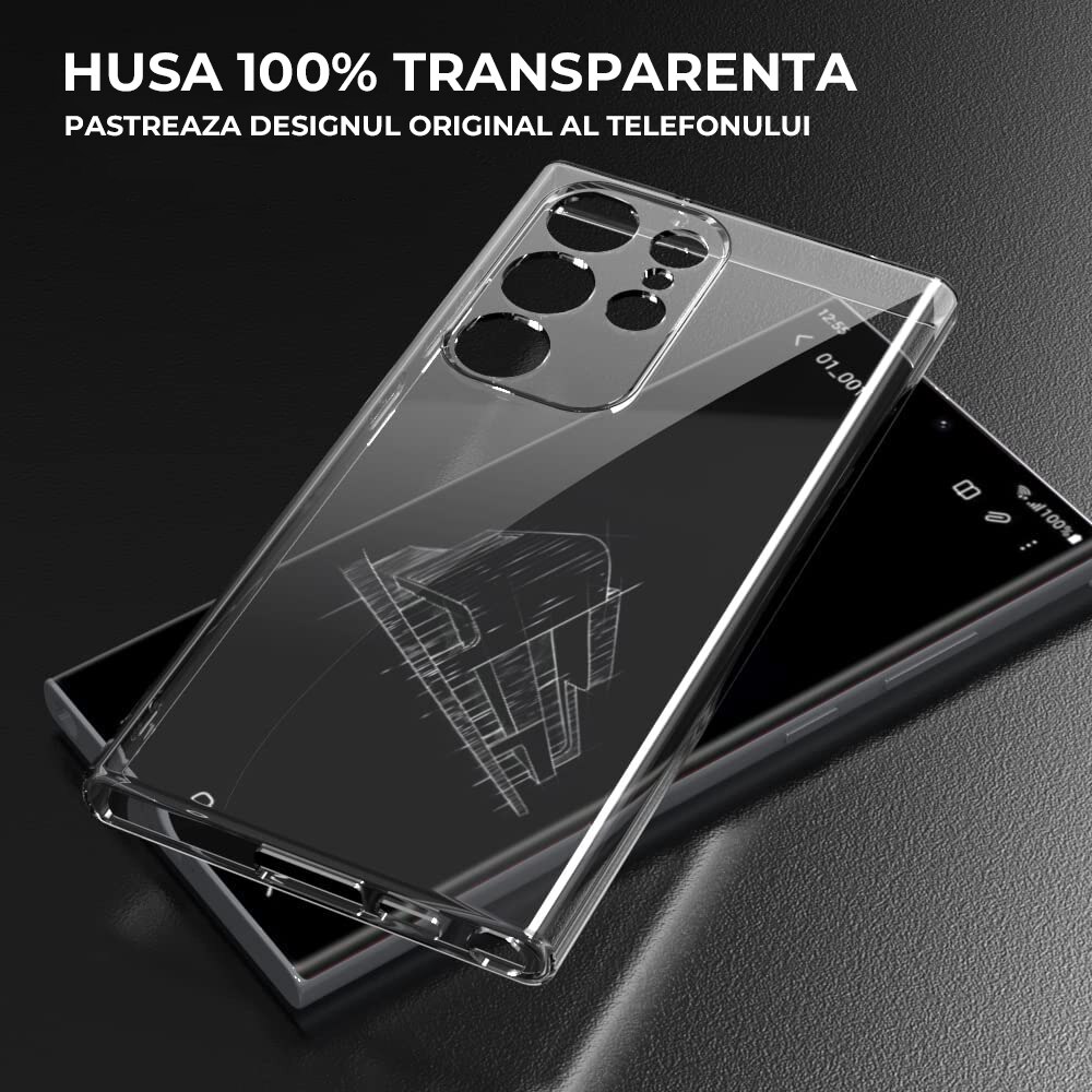Husa Daden® Transparent Clear pentru Samsung S23 Ultra, Protectie Camera, Antisoc, Transparenta