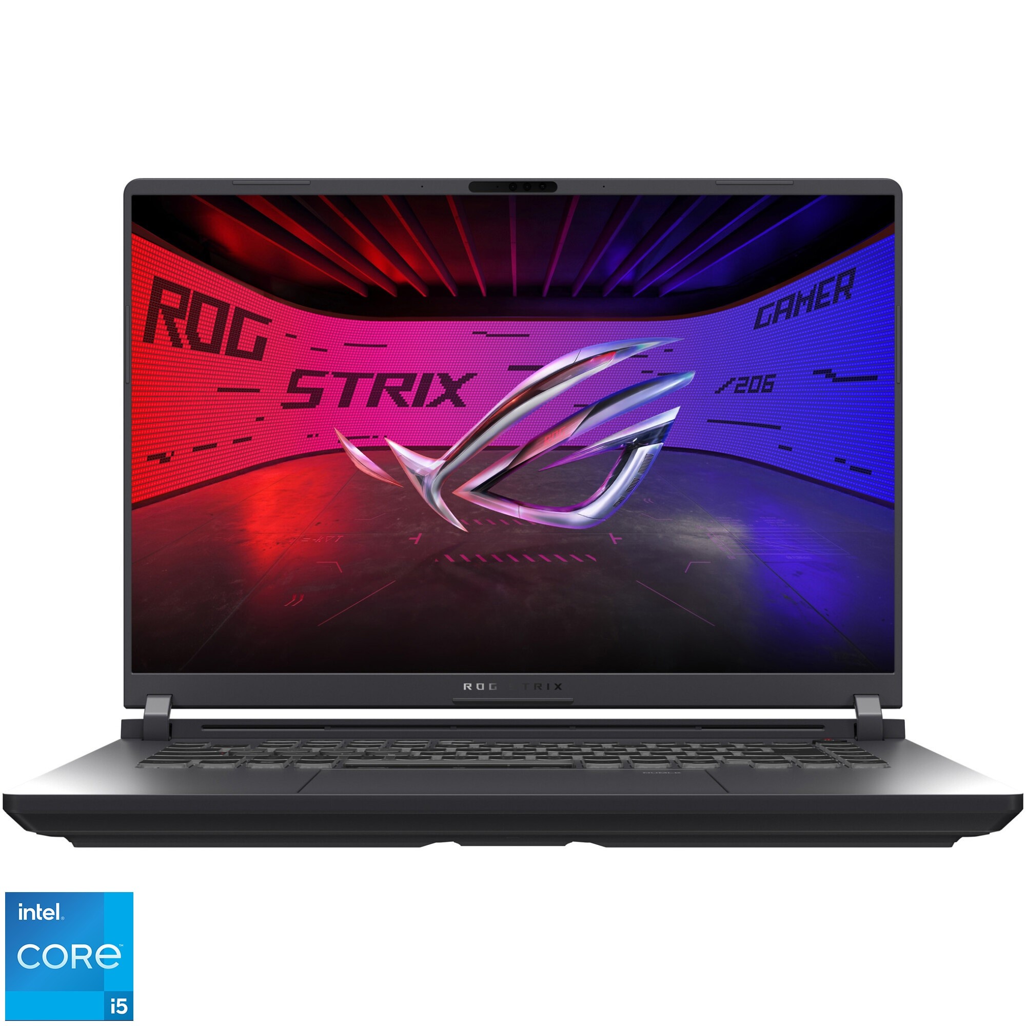 Laptop Gaming ASUS ROG Strix G16 G615JM cu procesor Intel® Core™ i5-13450HX pana la 4.6GHz, 16'', Full HD+,WUXGA, IPS,165Hz, 16GB DDR5 RAM, 1TB SSD, NVIDIA® GeForce RTX™ 5060 8GB GDDR7, No OS, Eclipse Gray, 3Y PUR