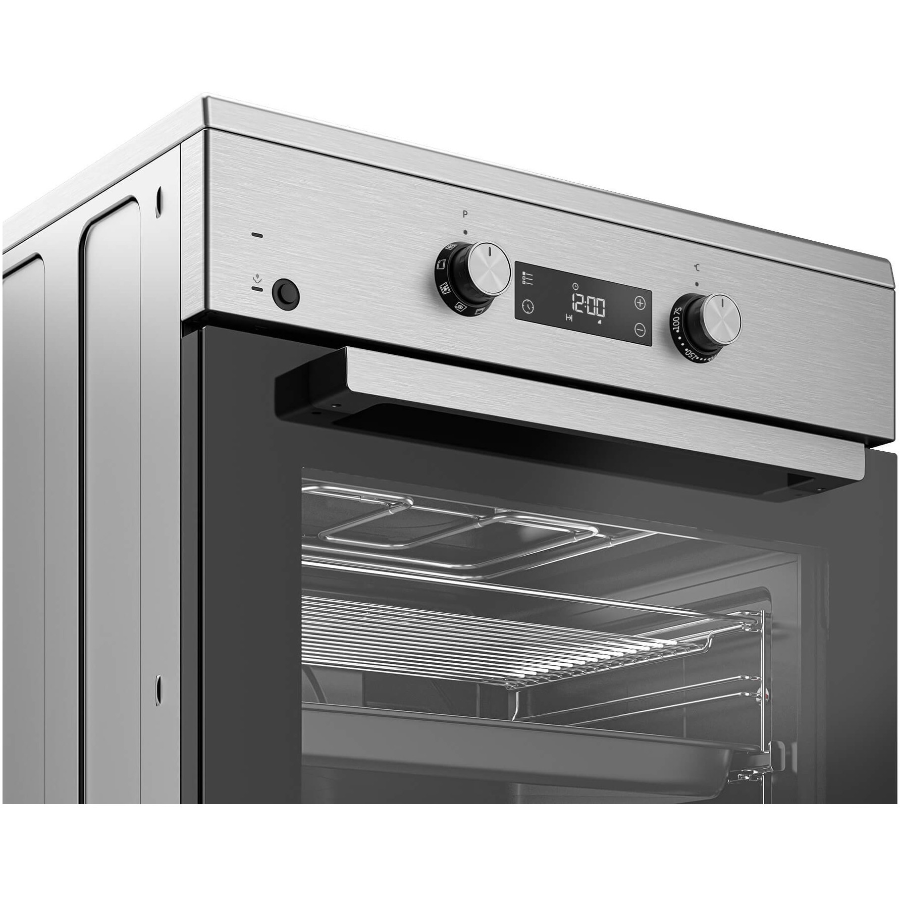 Aragaz Beko FSM69301SXT, Electric, 4 zone de gatit, Booster, SteamShine Cleaning, Gatire asistata de abur, Rafturi telescopice, Timer, Clasa A, 60 cm, Inox