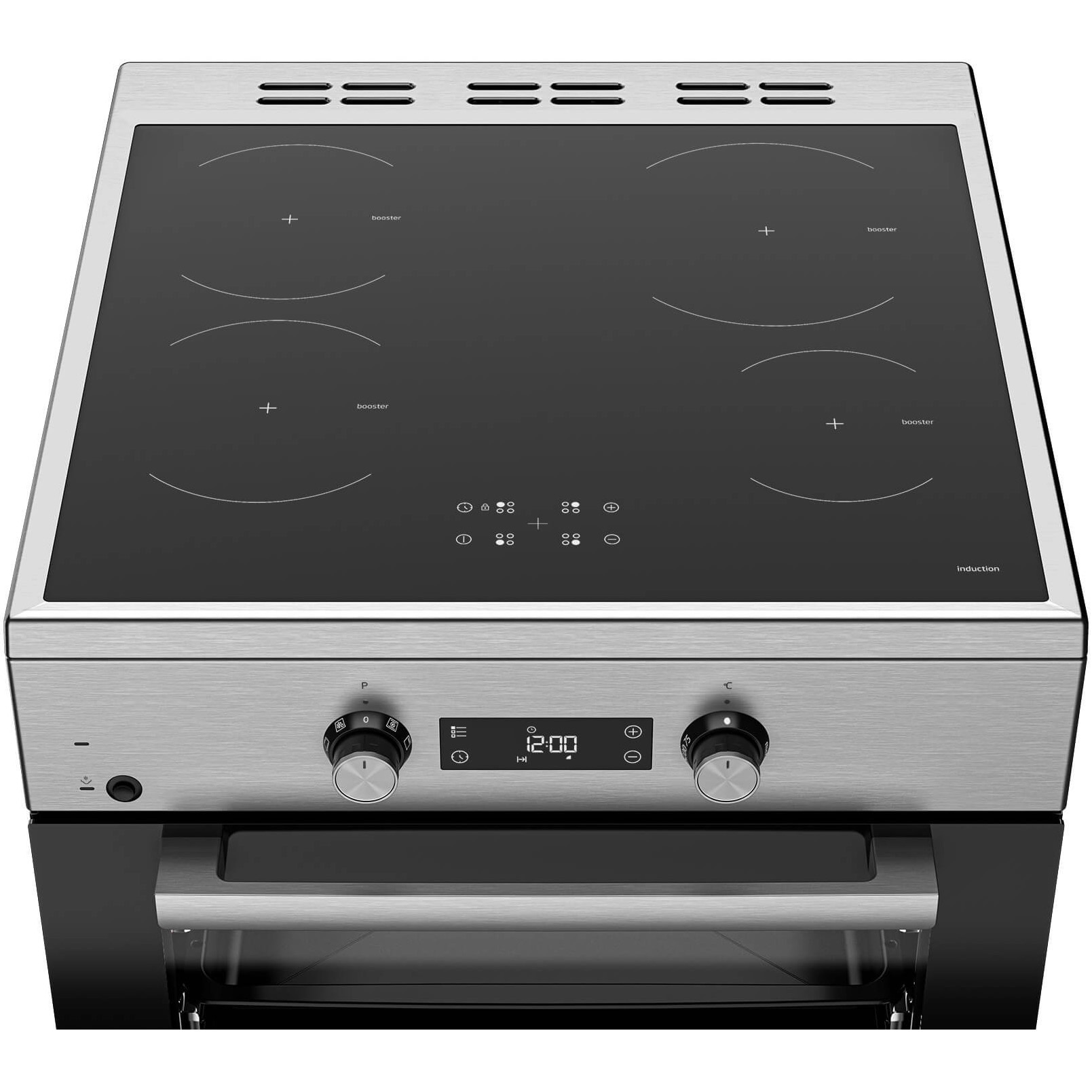 Aragaz Beko FSM69301SXT, Electric, 4 zone de gatit, Booster, SteamShine Cleaning, Gatire asistata de abur, Rafturi telescopice, Timer, Clasa A, 60 cm, Inox