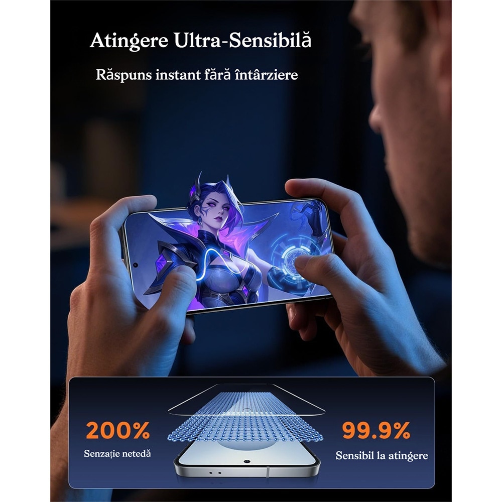 Set de 2 Folie protectie pentru Samsung S25 Plus, MOGU®, sticla temperata, tehnologie automata de eliminare a prafului, advanced touch sensitivity, Full Cover, Anti Zgarieturi, Ultra HD, anti-amprente, Transparenta