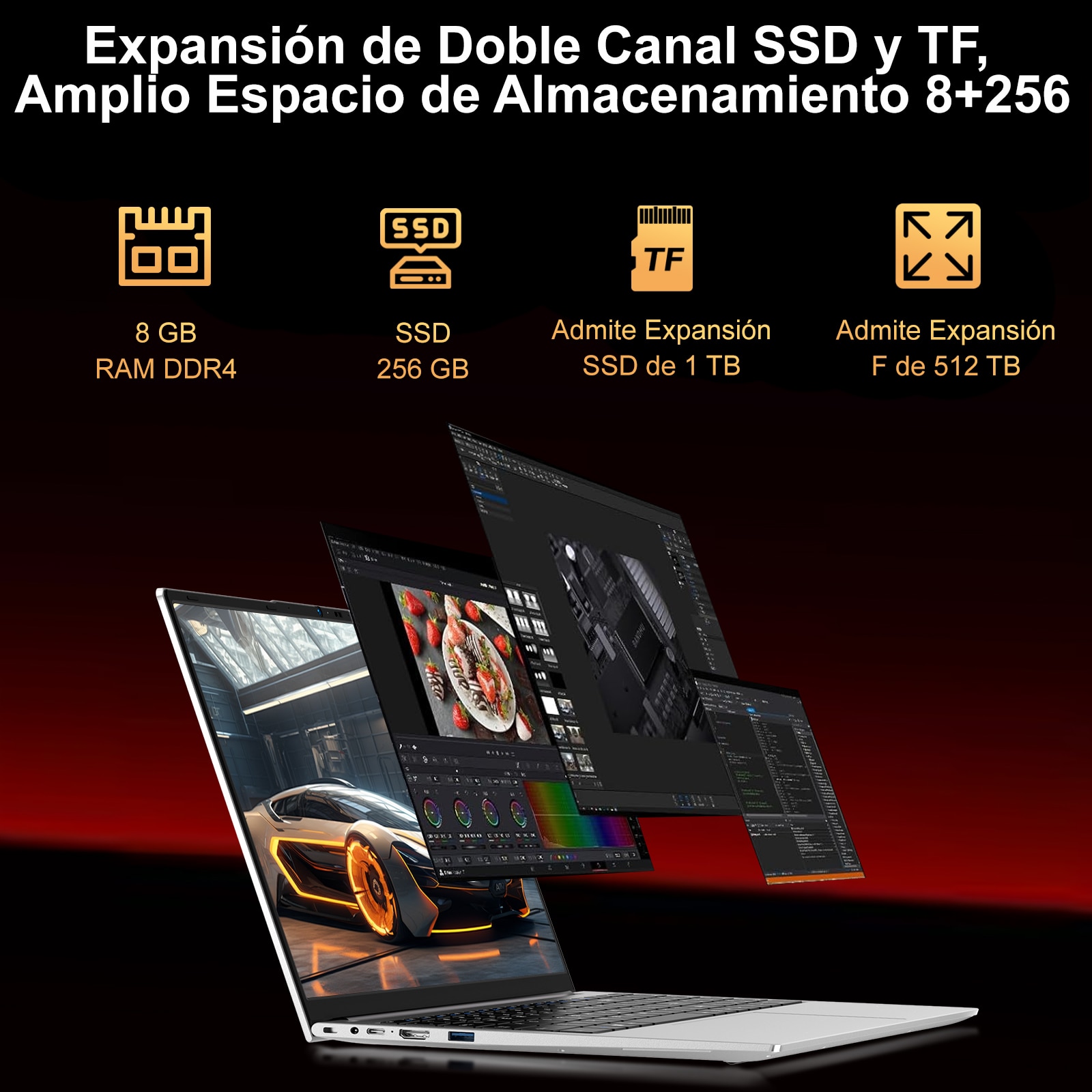 Laptop Computer 15.6 Inch Celeron N5095 Pana la 2,9 GHz Win11 Pro Laptops 8GB RAM 256GB SSD TF 1TB LPDDR4 5G WiFi 1920*1080 FHD USB 3.0 Widevine L1 Laptop Protective Film English - Silver