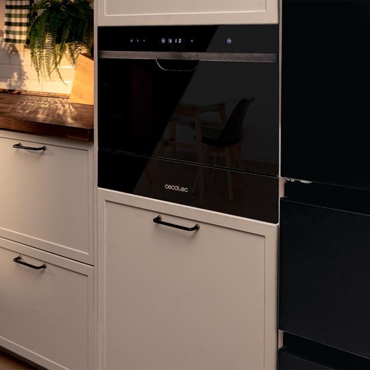Mini masina de spalat vase incorporabila Cecotec, Bolero Aguazero 2500 S-BI Black, capacitate 6 seturi, 5 programe prestabilite, Child Lock, Delay Start, panou de control tactil, cos pentru tacamuri, design modern, negru